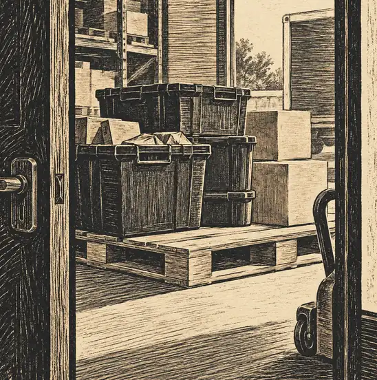 Illustration of logistics businesses equipment and workspace